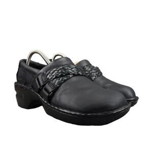 Born Concept Shoes Womens 8.5 Slip On Clog Boc Leather Black Braid Comfort Oneya